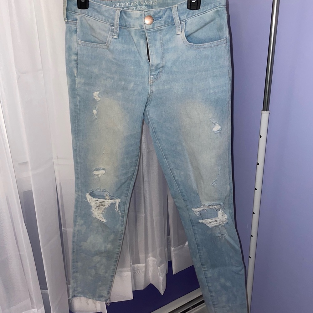 Ripped mid length jeans